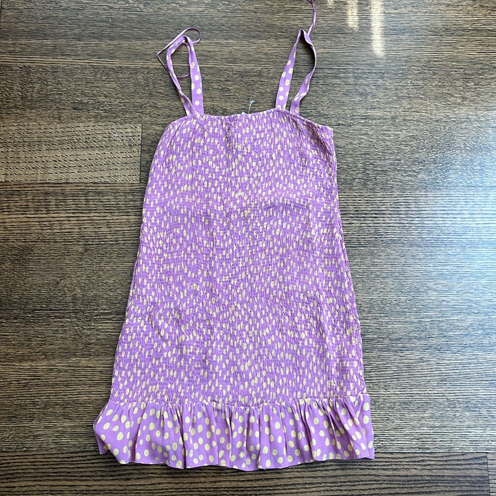 zara pink with yellow polka dots scrunch mini dress